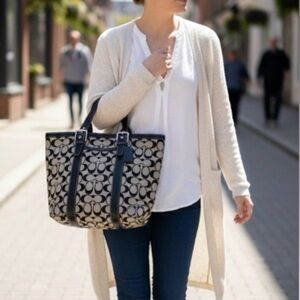 Coach Hampton Black & Grey Signature Tote Bag